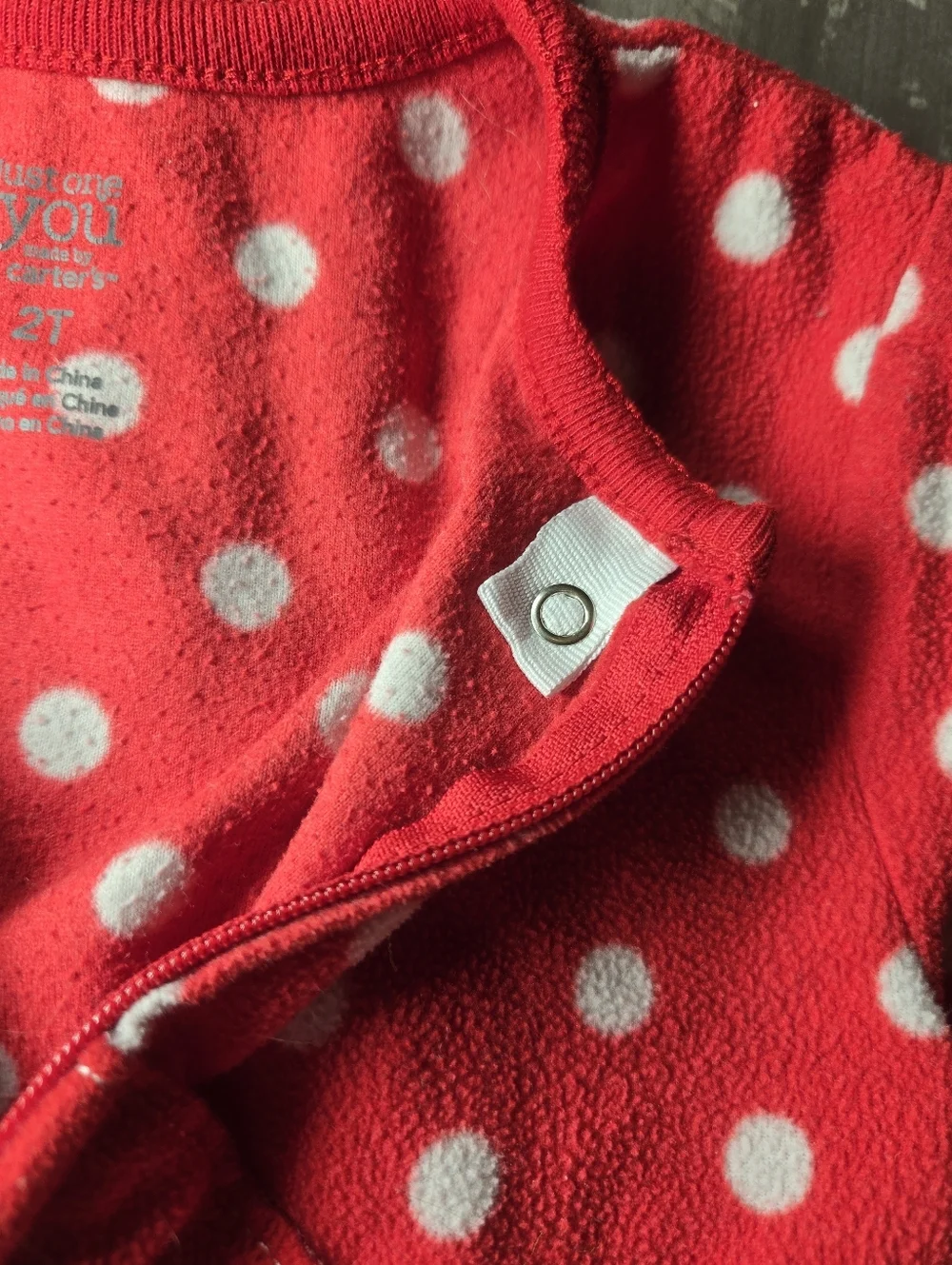 Carter's Red and White Polka Dot Santa Fleece Footie Footed Pajamas PJS Size 2T